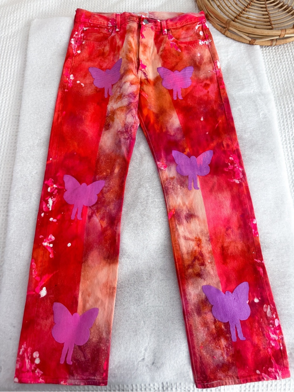 Levi’s x BehavingLikeTeenagers 501 Hand Painted Butterfly Jeans Size 33